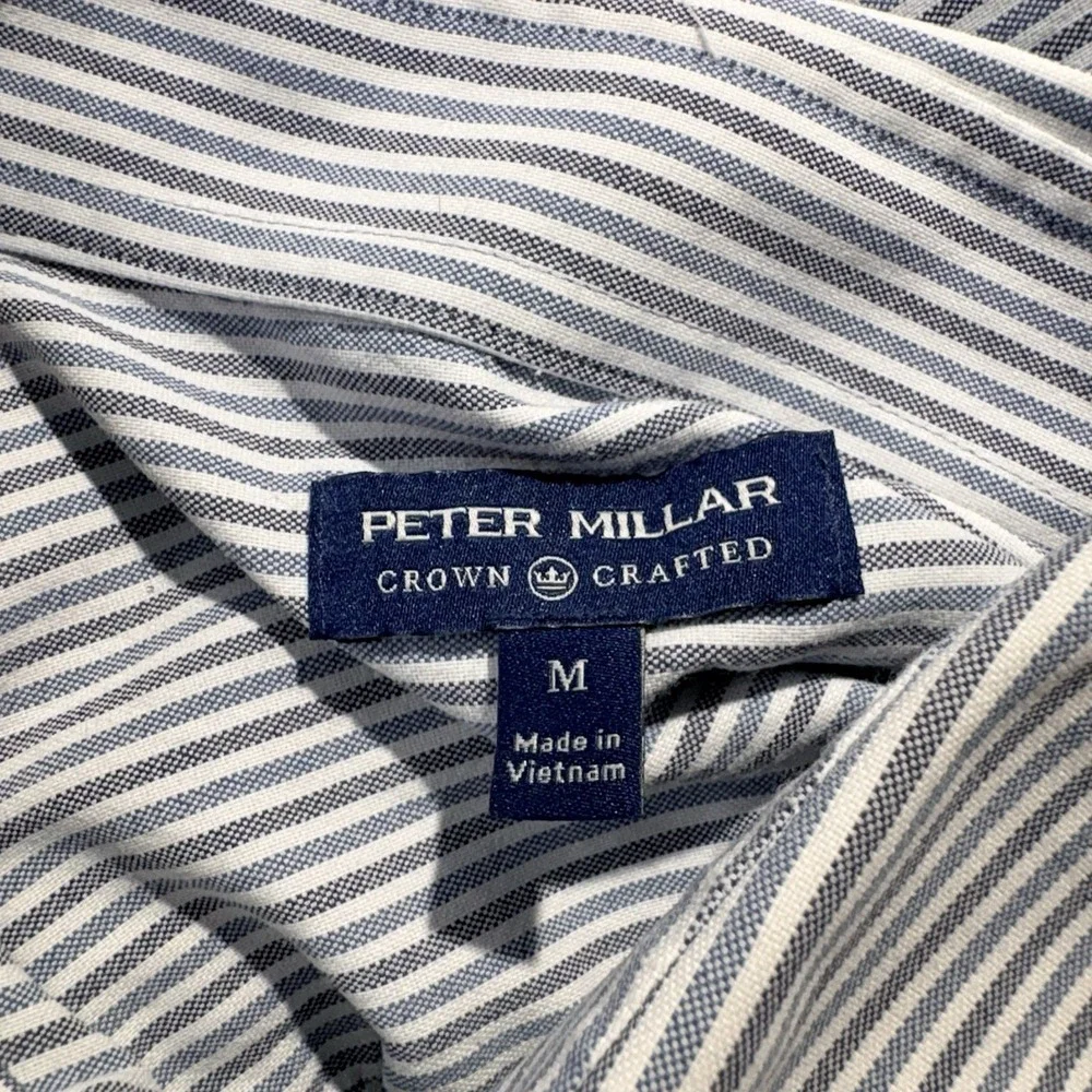 Peter Millar Crown Crafted Shirt Men's M Button Up Long Sleeve Blue Striped - Picture 8 of 12